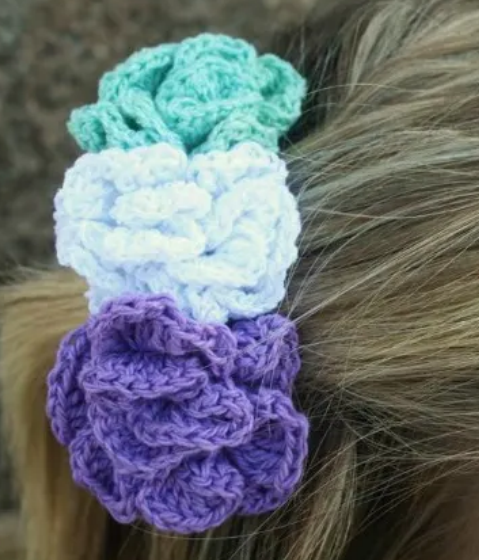 Pixie Blossom Crochet Hair Clips Pattern