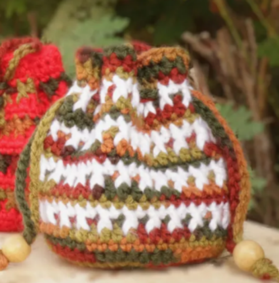 Colorful Drawstring Crochet Pouch Pattern