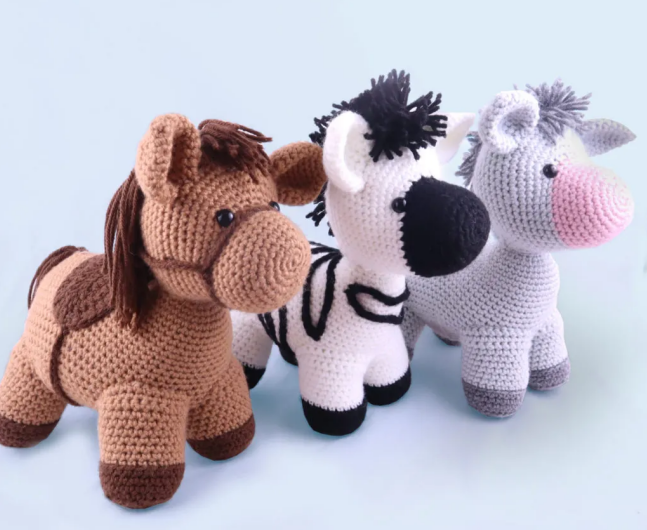 Horse Donkey Zebra Amigurumi Trio Pattern